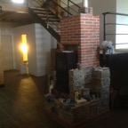 unfinished masonry heater - small bath below office- 